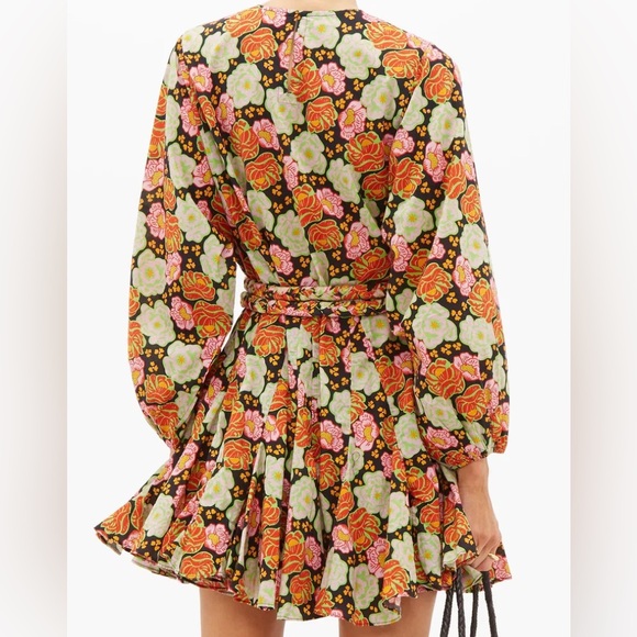 RHODE Ella Floral-Print Cotton Mini Dress size xs missing belt - Picture 2 of 10